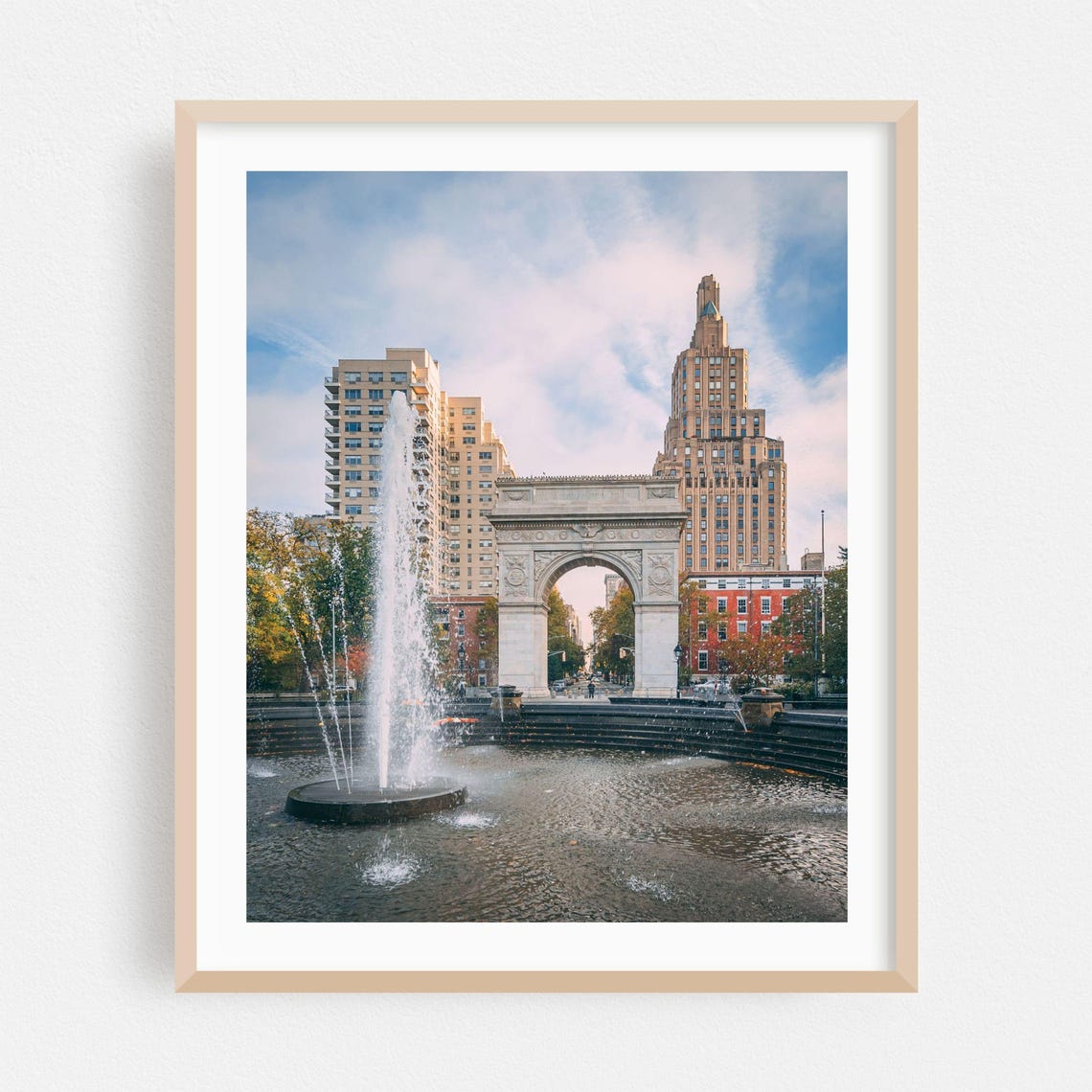 New York Washington Square Arch Fountain Autumn City Photo Print