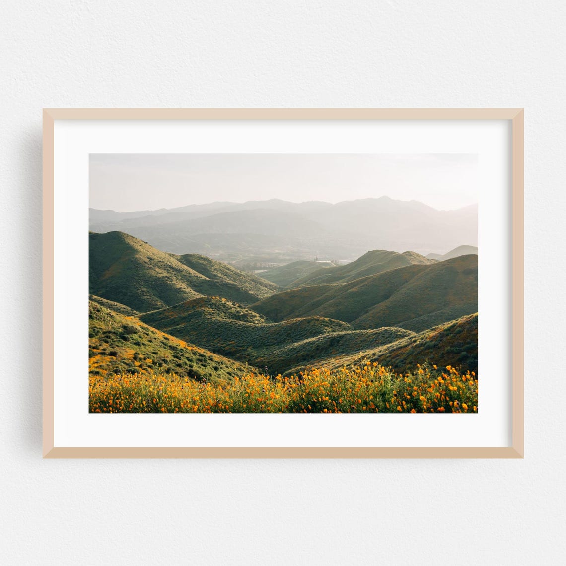 California Rolling Hills Wildflower Superbloom Meadow Landscape Poster