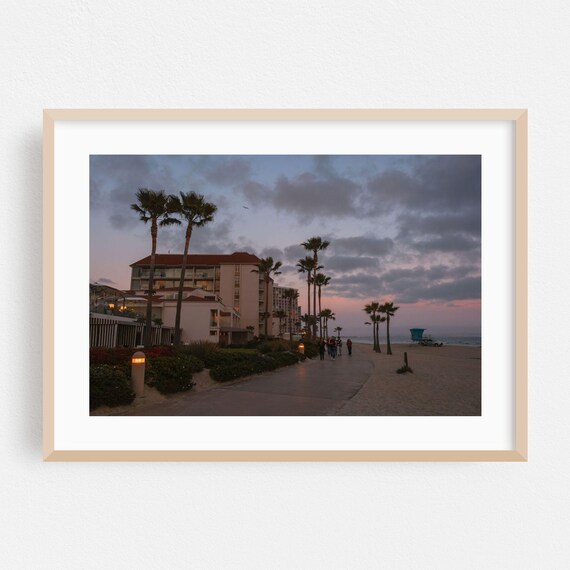 Coronado Beach Boardwalk Sunset Palms Ocean Hotel Photography Poster