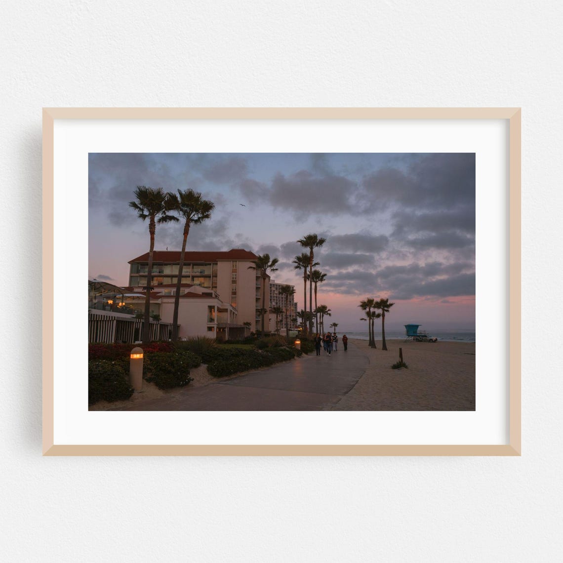 Coronado Beach Boardwalk Sunset Palms Ocean Hotel Photography Poster