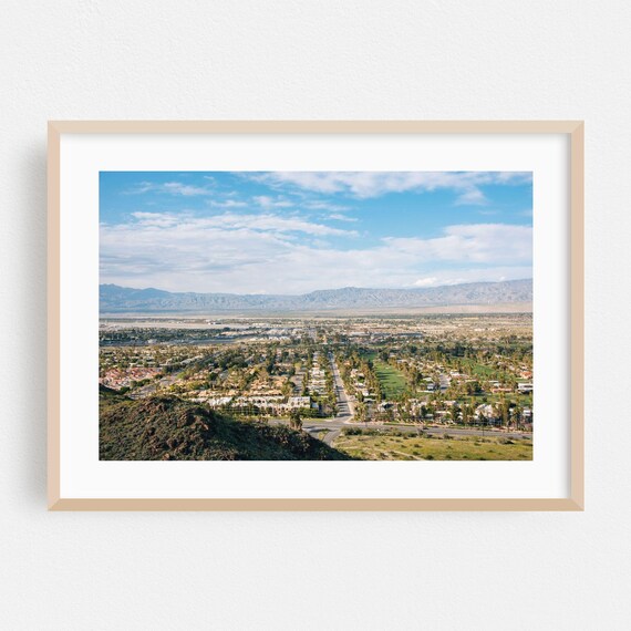 Palm Springs Desert Valley Aerial Photography Poster in Daylight
