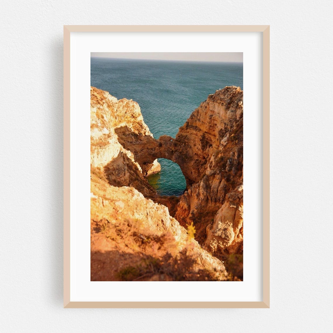 Faro Portugal Algarve Rocky Arch Coastline Ocean View Poster