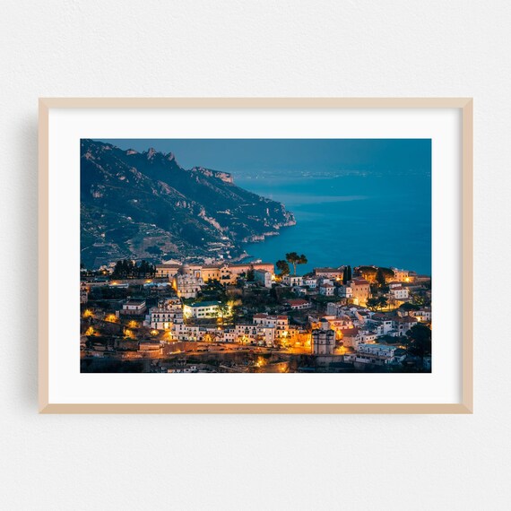 Ravello Italy Night Coastal Town Amalfi Coast Scenic Photo Poster