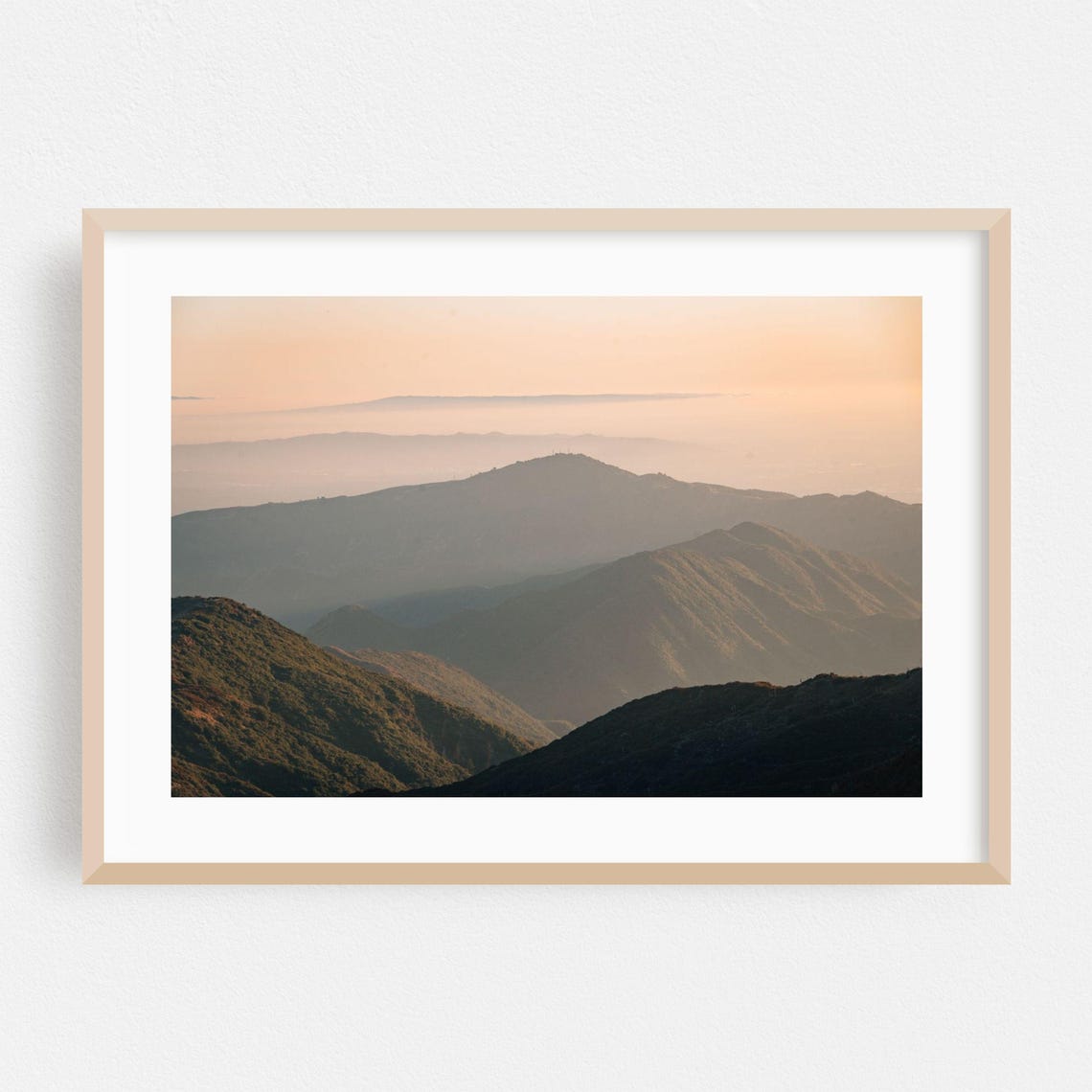 Mountain Ridge Golden Sunset Pastel Landscape Photography Print