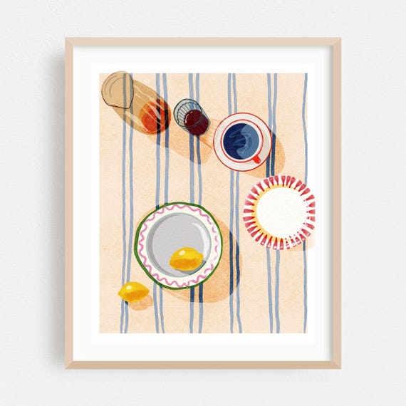 Modern Art Print Lemon Wall Abstract Framed Geometric Home Decor Pop Poster Minimalist Fine Pastel Illustration