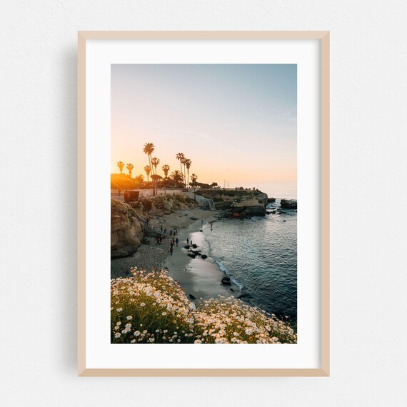 La Jolla Print Wall Art Beach Framed Coast Home Decor Ocean Poster Sunset Fine Palm Tree Tropical Flowers