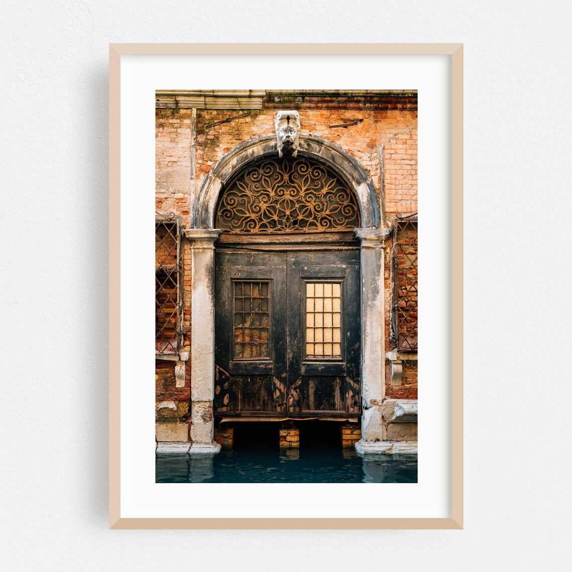 Venice Italy Canal Door Ornate Ironwork Old Brick Facade Travel Poster
