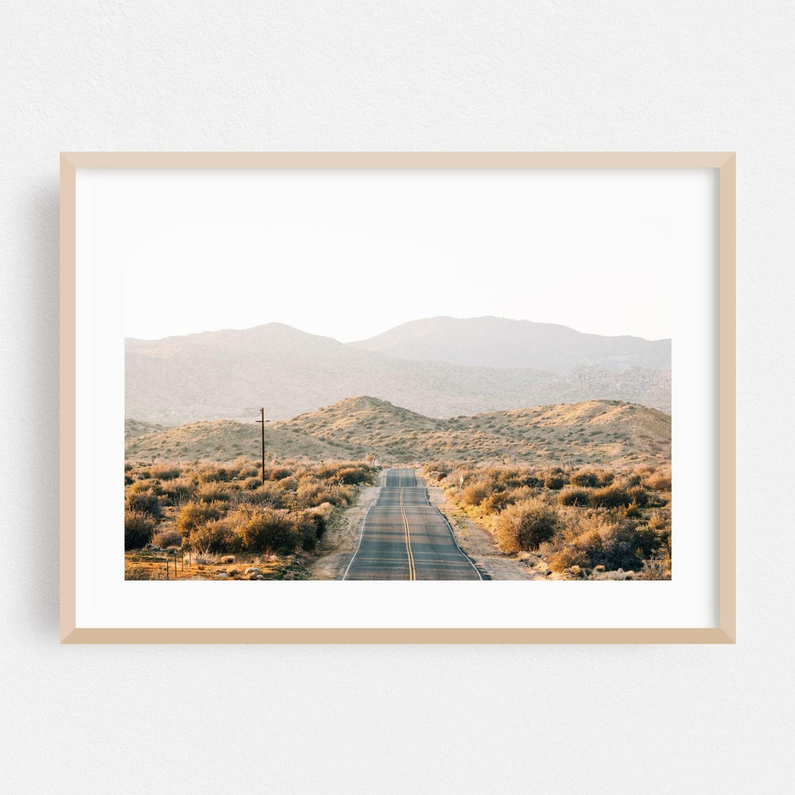 Desert Road To Distant Mountains Minimalist Travel Photo Poster
