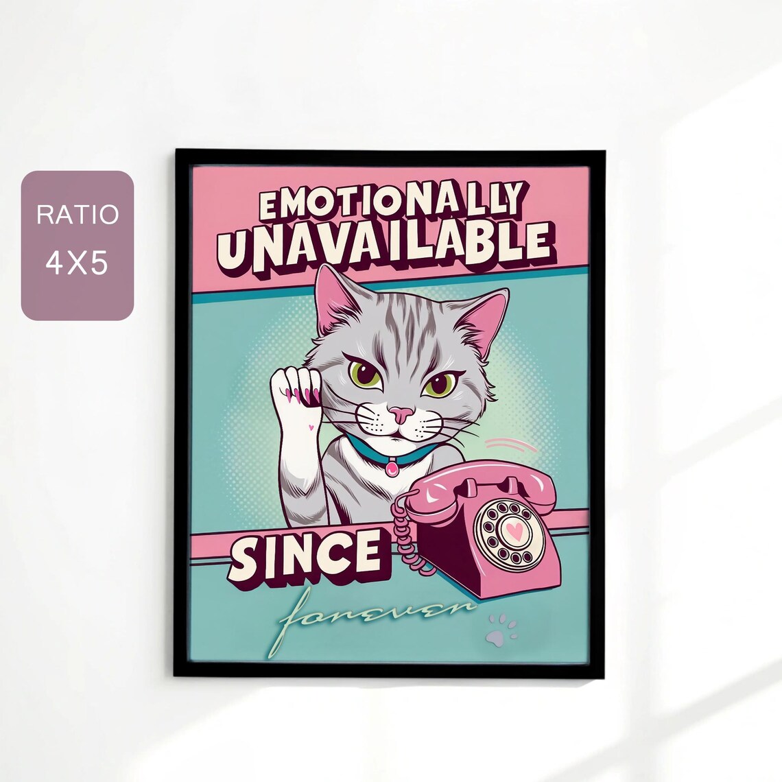 Funny Cat Poster, Modern Pop Art Room Decor - Image 3