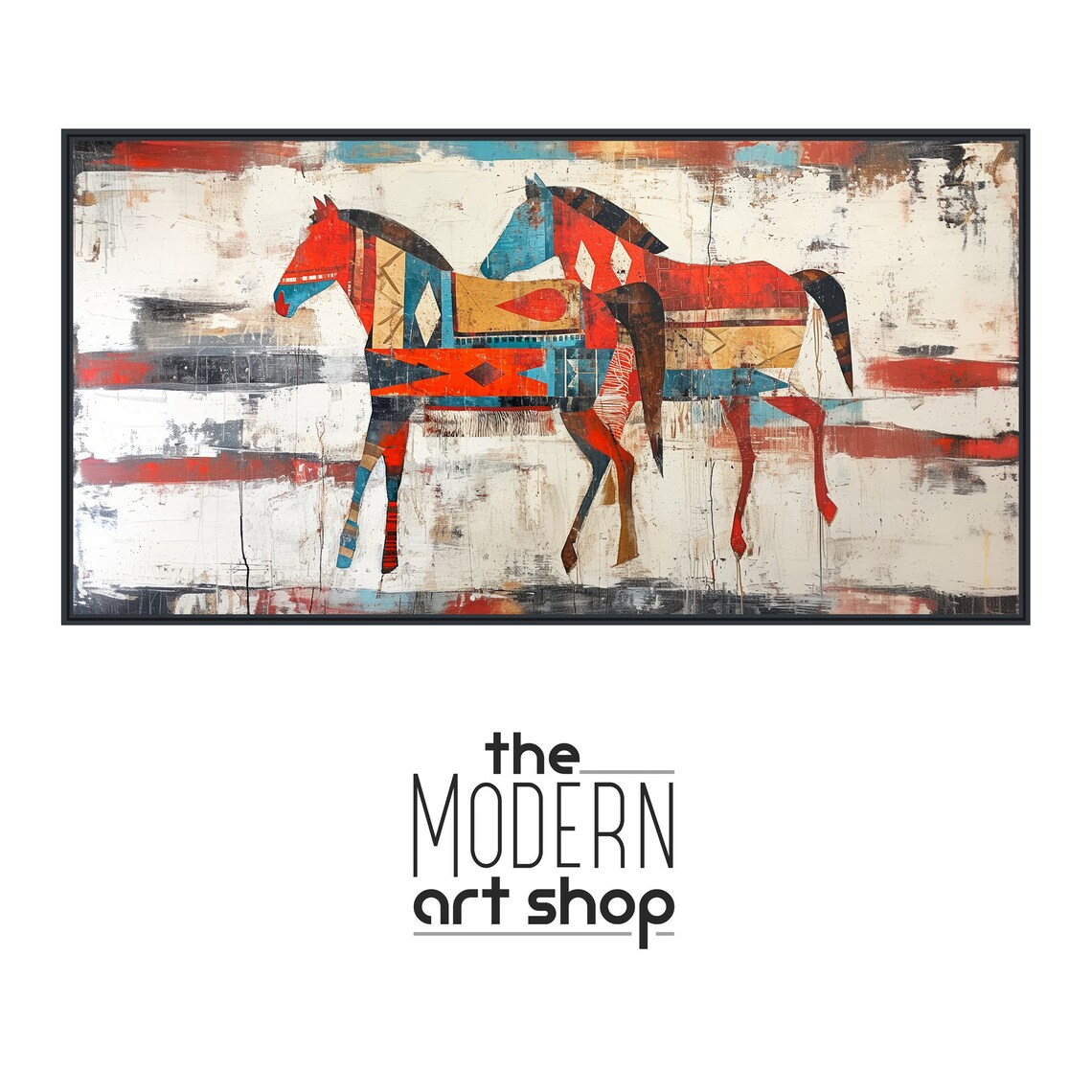 Running Horse Southwestern Art Print, Rustic Western - Image 4