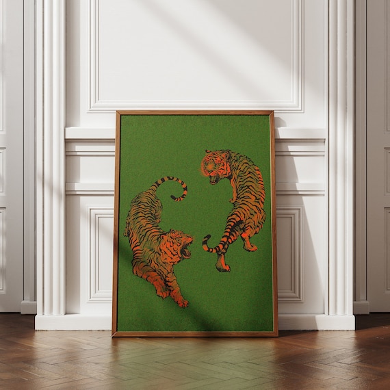Tiger Art Print, Retro Dorm Decor