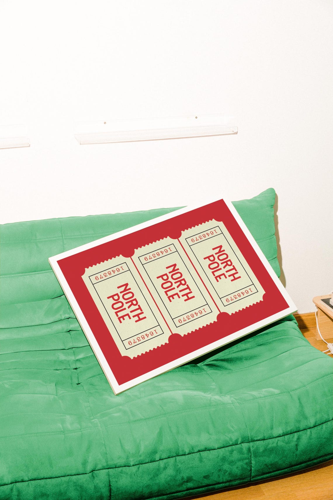 Red North Pole Ticket Retro Christmas Holiday Season Decor Poster - Image 2