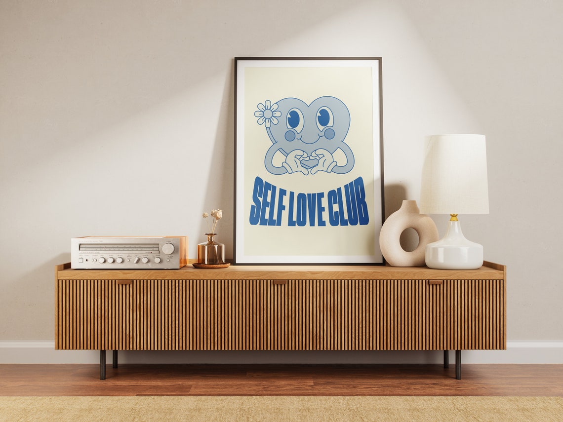 Self Love Club Retro Trendy Poster Quote Wall Art Print Wall Print Retro Wall Decor Art - Image 2