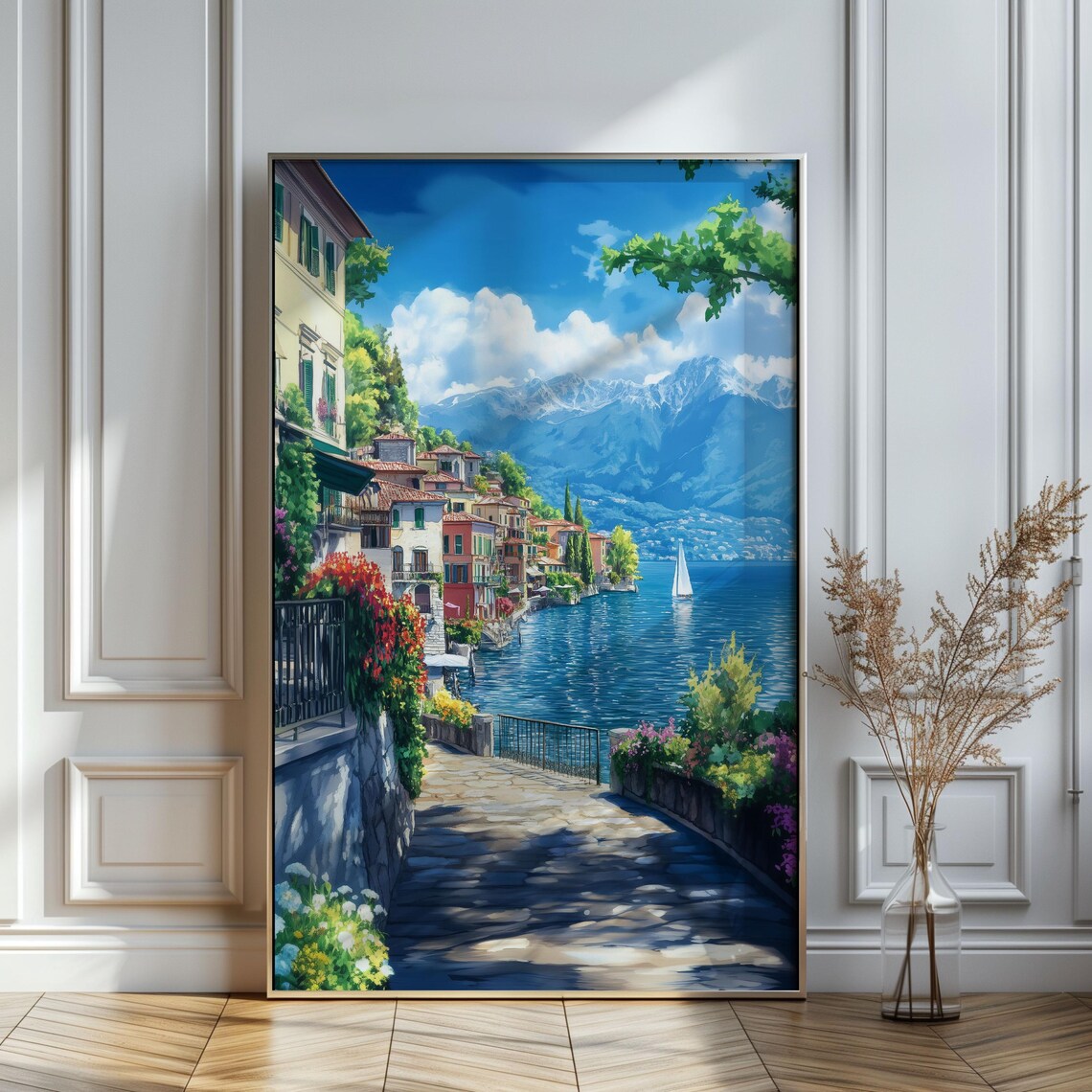 Lake Como Watercolor Travel Poster, Italy City Art - Image 3