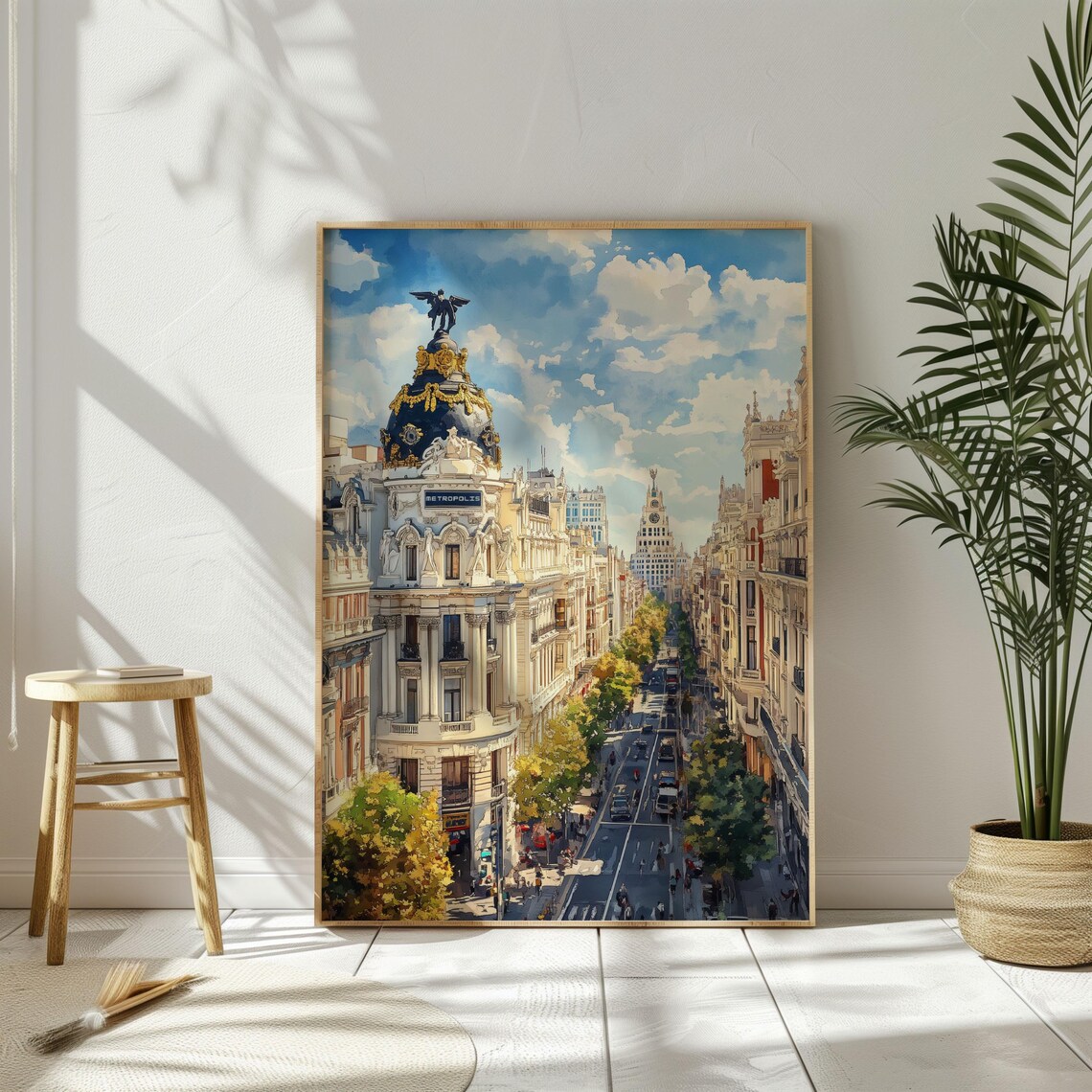 Madrid Watercolor Travel Poster, Spain Wall Art