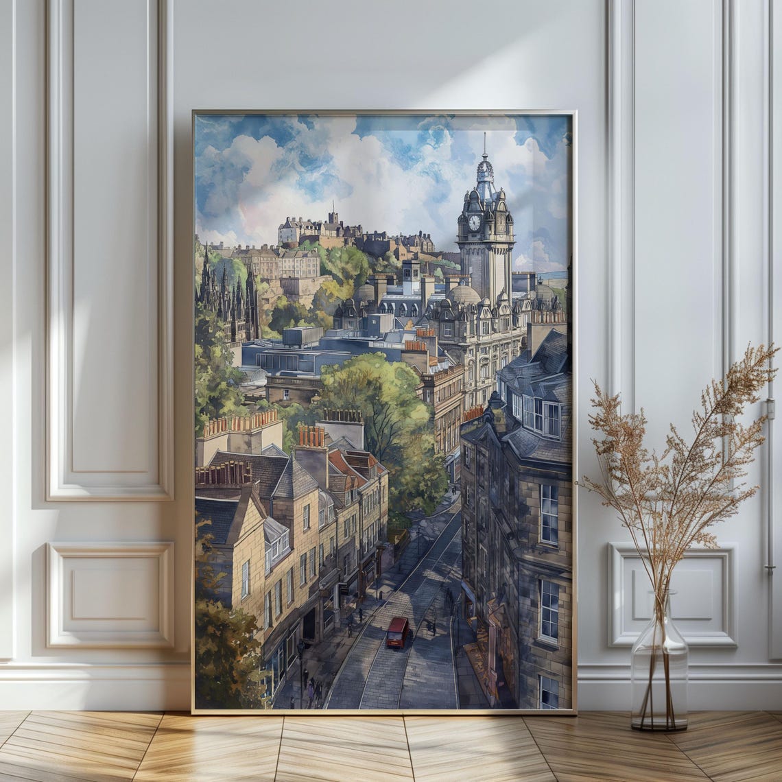 Watercolor Edinburgh City Travel Poster, Scotland - Image 3