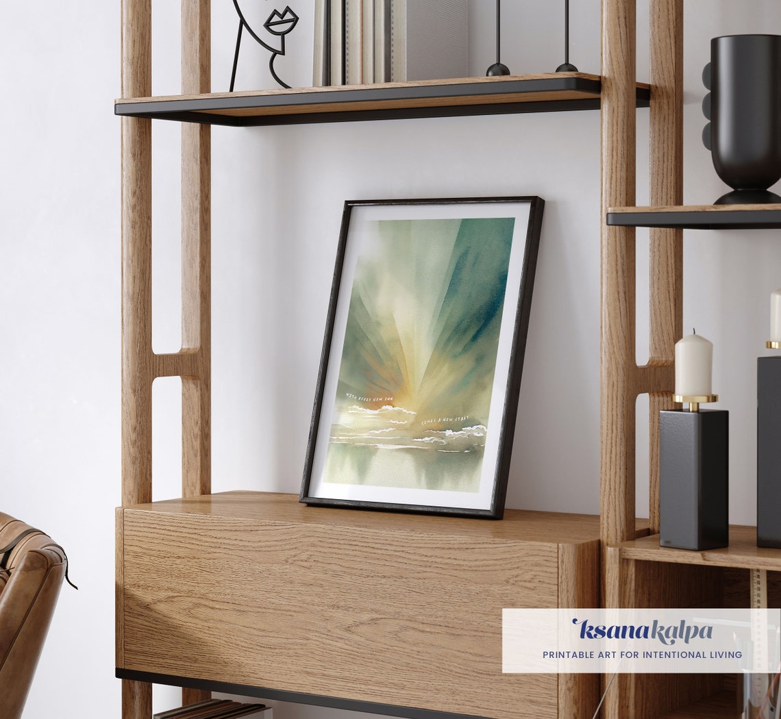 Every New Sunrise New Start Golden Sunbeam Watercolor Poster - Image 4