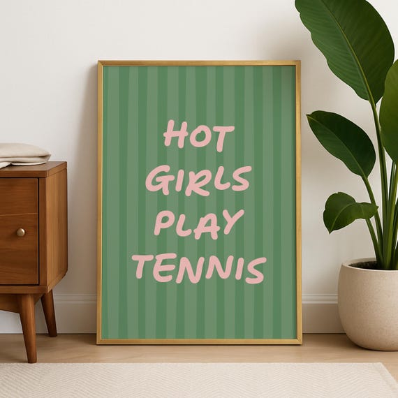 Hot Girls Play Tennis Poster Print, Y2K Preppy