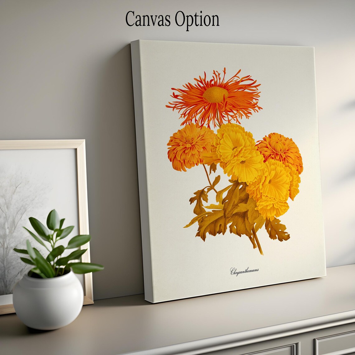 Chrysanthemum Botanical Art Print, Orange Yellow Mum - Image 2