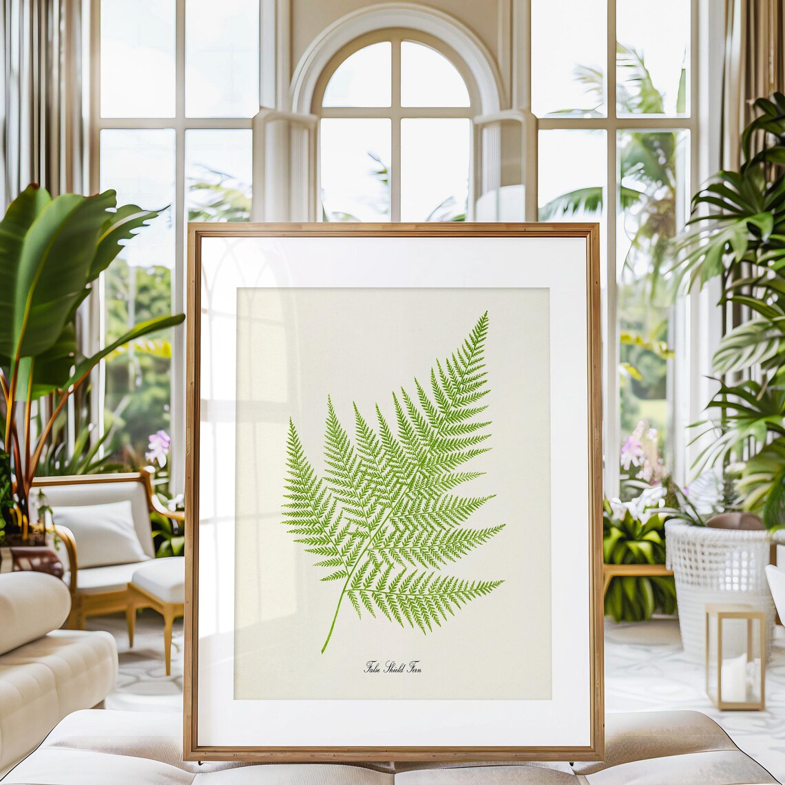 False Shield Fern Botanical Wall Art Print, Fern Study - Image 3