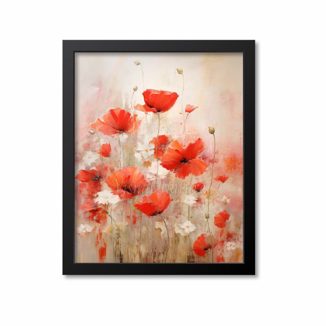 Poppy Watercolor Flower Art Print, Botanical Floral
