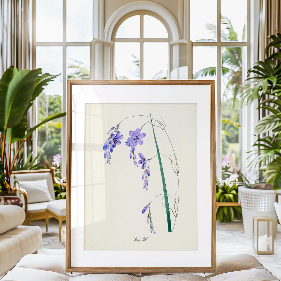 Fairy Bell Lavender Bluebell Arching Stems Vintage Flower Poster - Image 3