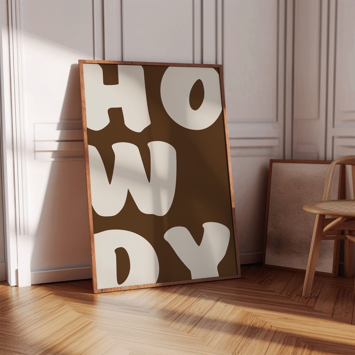 Howdy Western Cowboy Typography Bold Brown Cream Statement Wall Poster