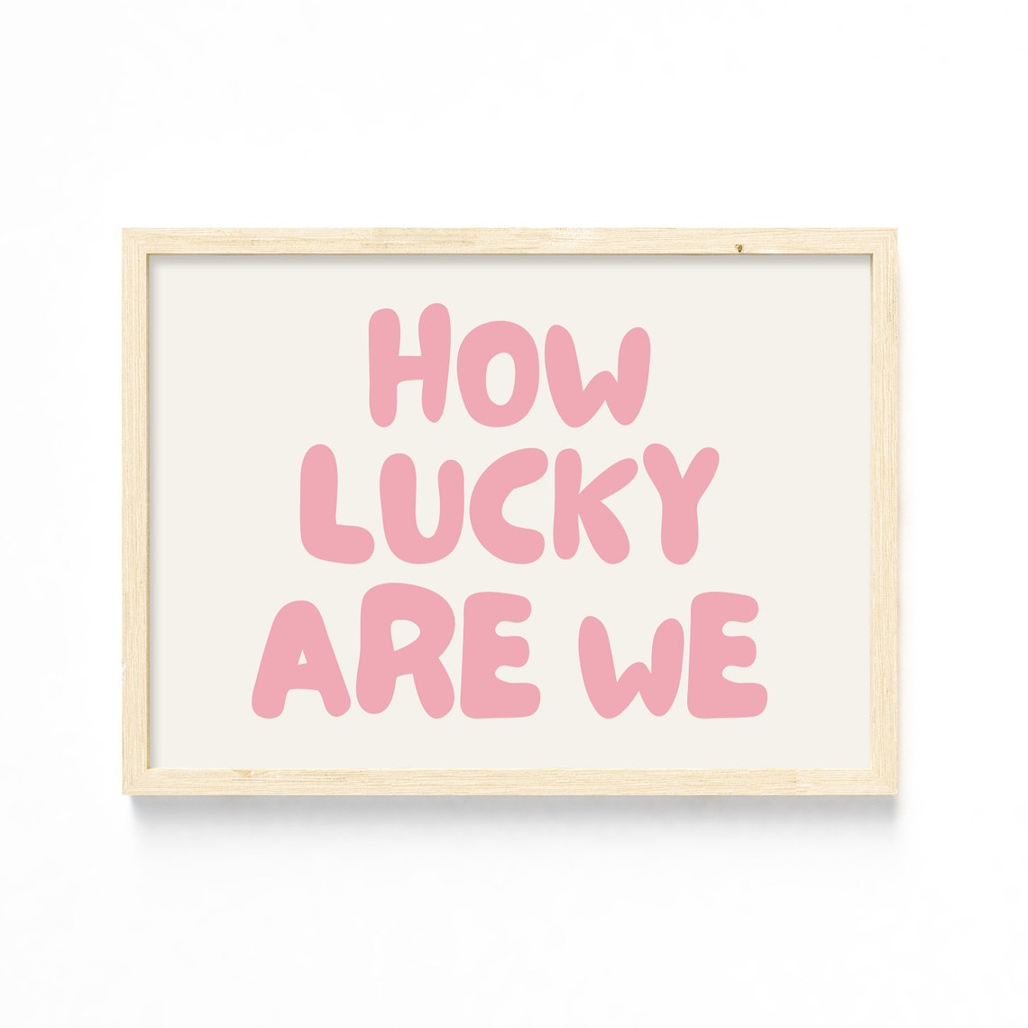 How Lucky Are We Pink Retro Bubble Letter Trendy Aesthetic Wall Art - Image 2