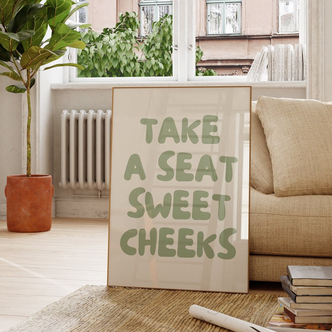 Take A Seat Sweet Cheeks Retro Bathroom Wall Art Print - Image 2