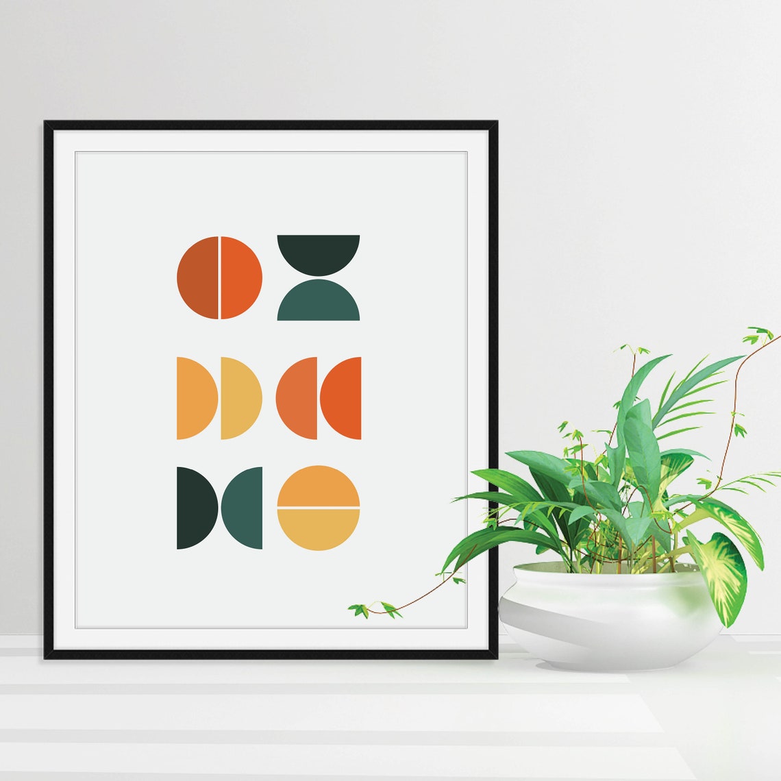Mid Century Modern Geometric Half Circle Retro Abstract Wall Art - Image 3