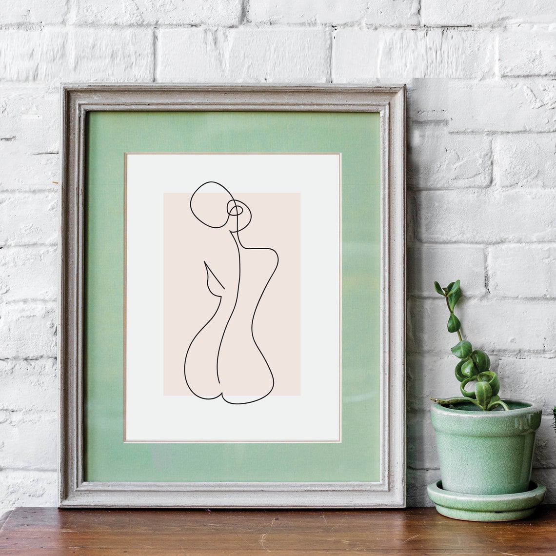 Blush Abstract Woman One Line Drawing Feminine Figure Poster