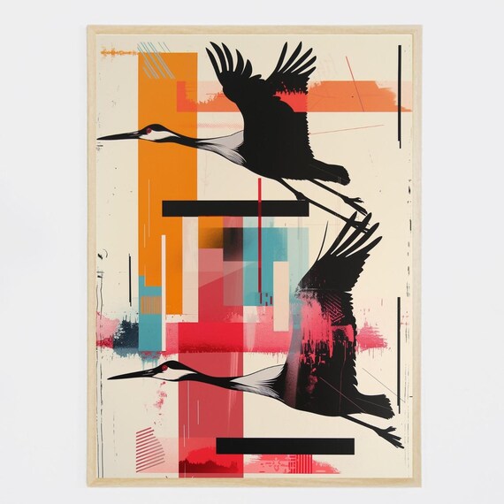 Crane Flight Art Print Minimalist Geometric Illustration