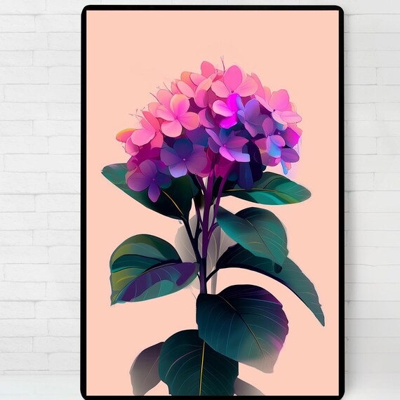 Hydrangea Art Print Minimalist Floral Illustration