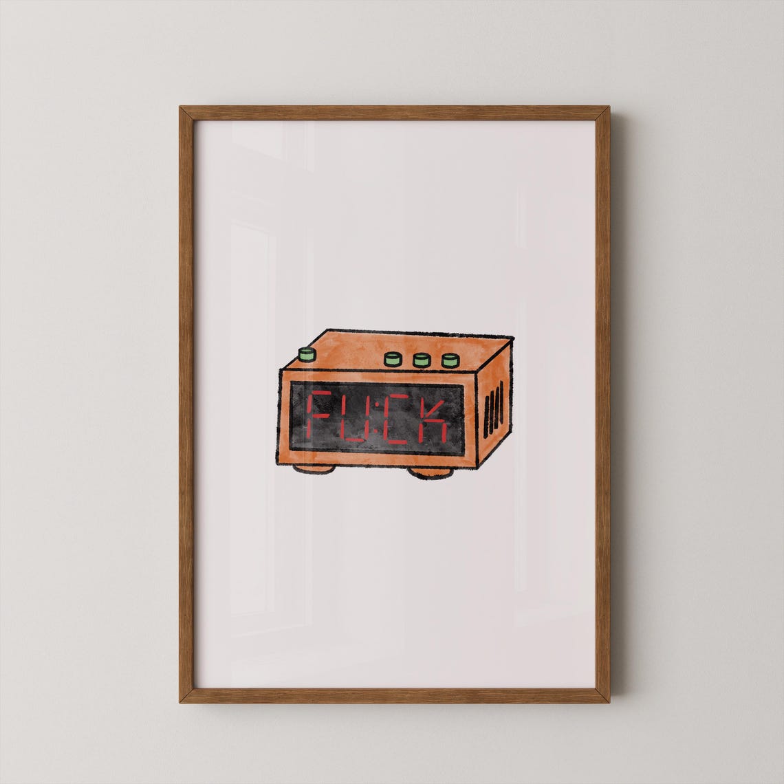 Fck Alarm Clock Print Funny Art Illustration Bedroom Gift