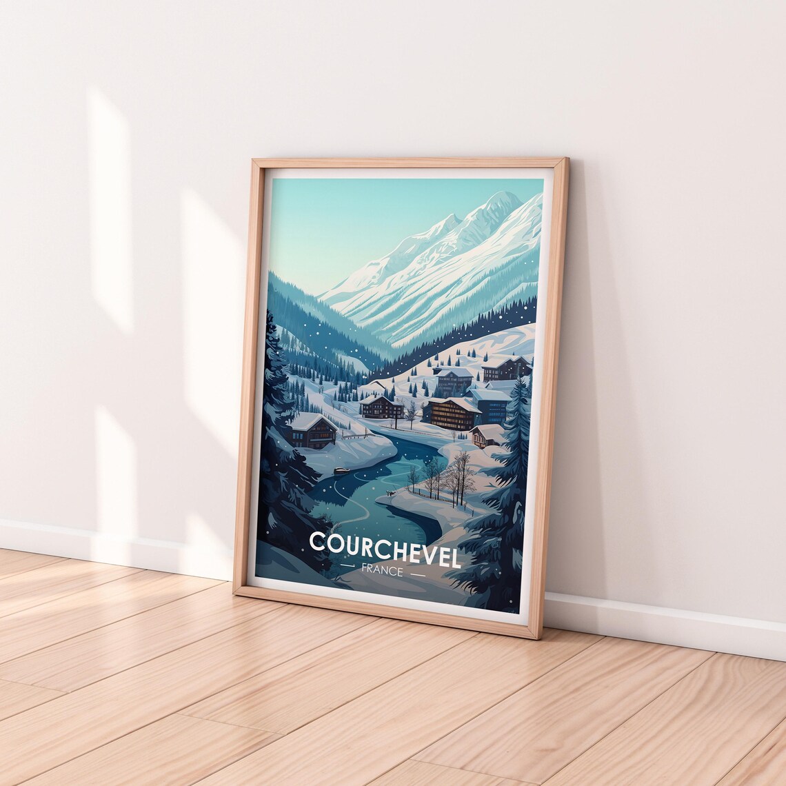 Courchevel France Snowy Chalets Frozen Lake Alpine Pines Poster - Image 2