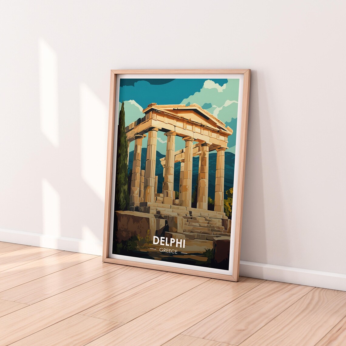 Delphi Greece Ancient Temple Columns And Cypress Travel Poster - Image 2