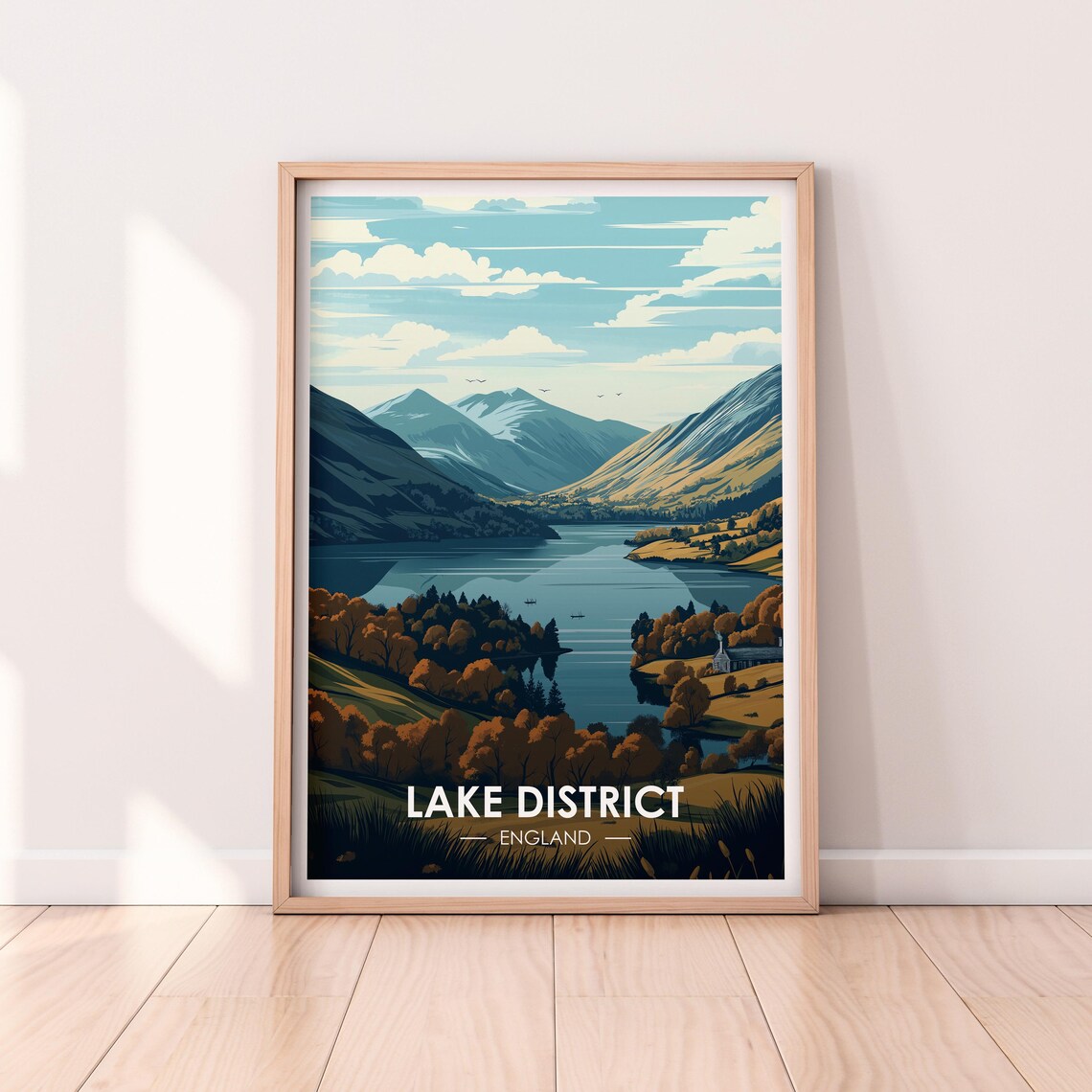 Lake District England Autumn Lake And Mountains Travel Poster