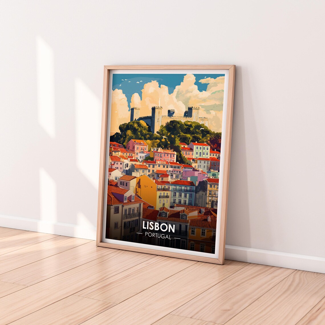 Lisbon Portugal São Jorge Castle Over Colorful Old Town Poster - Image 2