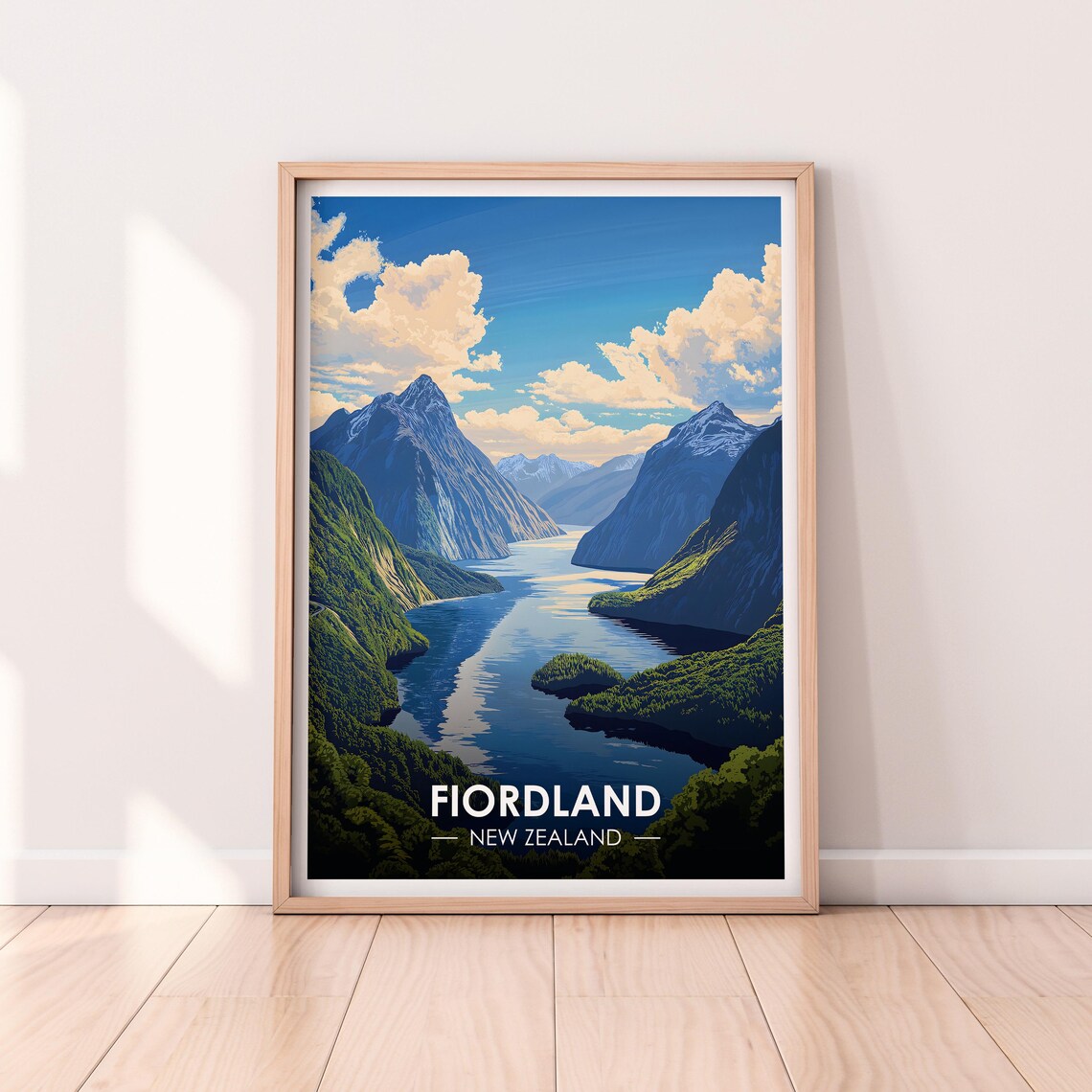Fiordland New Zealand Mitre Peak Fjord Islands Travel Poster