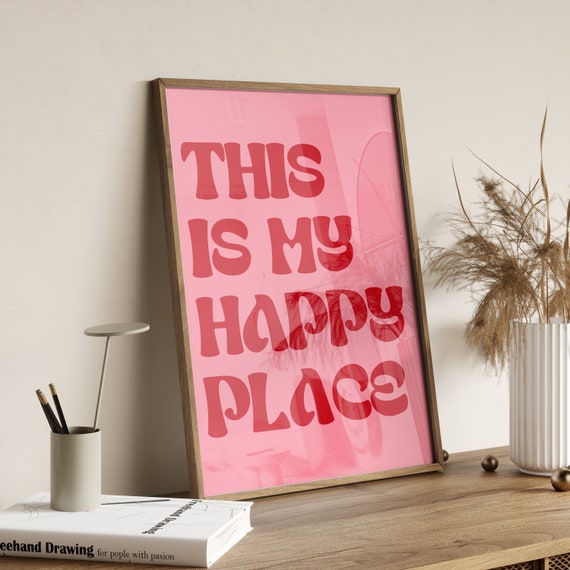 This Is My Happy Place Print Red Poster Aesthetic Room Decor Apartment Decor Aesthetic Trendy Maximalist Wall Art Cute Wall Decor