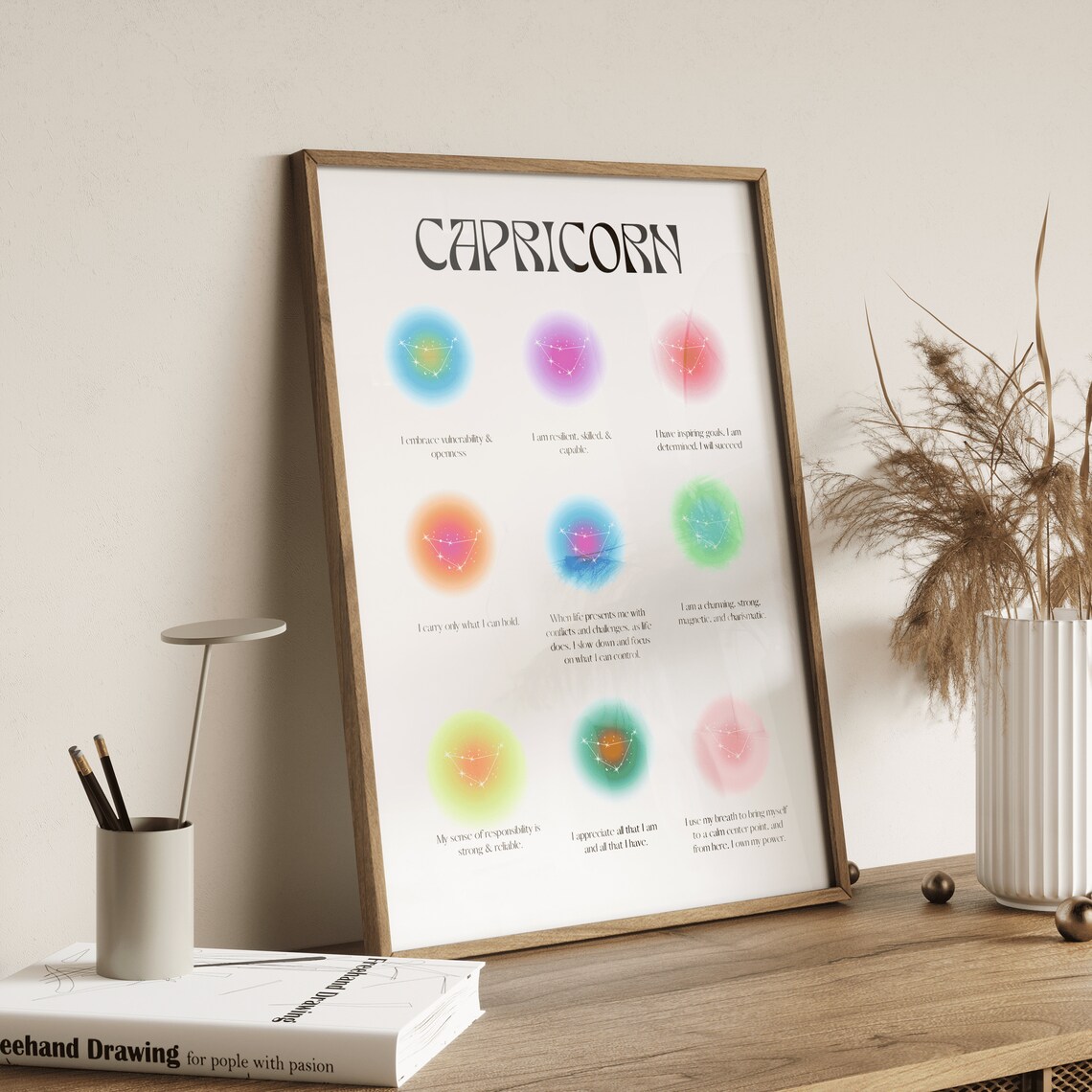 Capricorn Zodiac Affirmation Aura Grid Poster for Spiritual Birthday Gift - Image 3