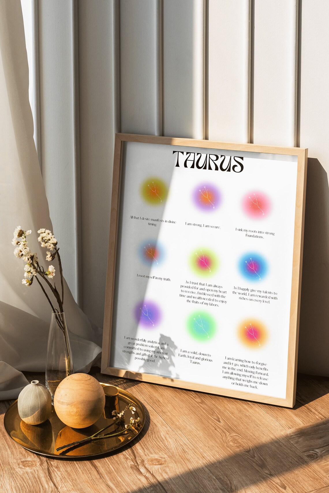 Taurus Zodiac Affirmation Aura Poster for Earth Sign Birthday Gift Decor - Image 3