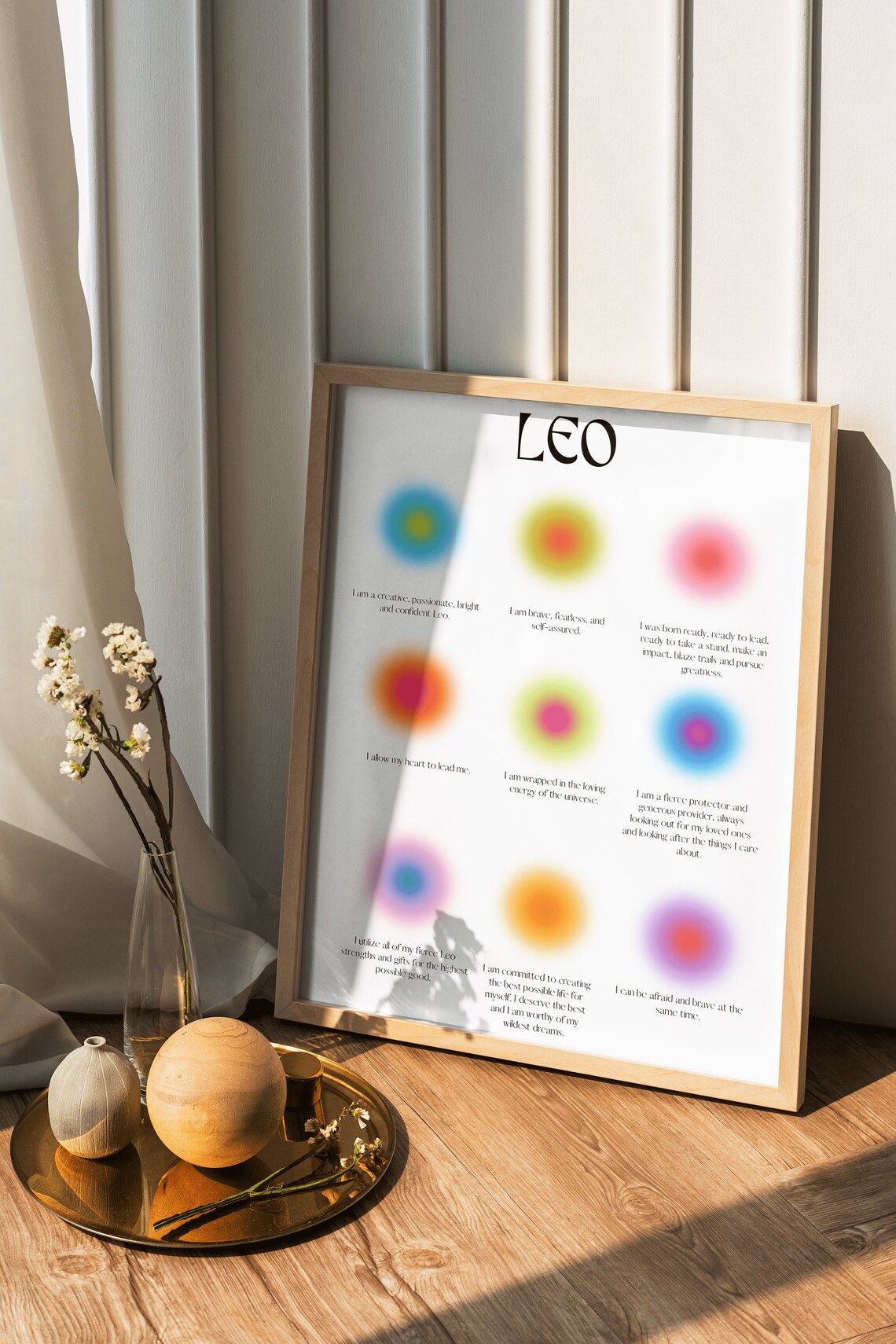 Leo Zodiac Affirmation Aura Poster in Bold Colors for Fire Sign Birthday Gift - Image 2