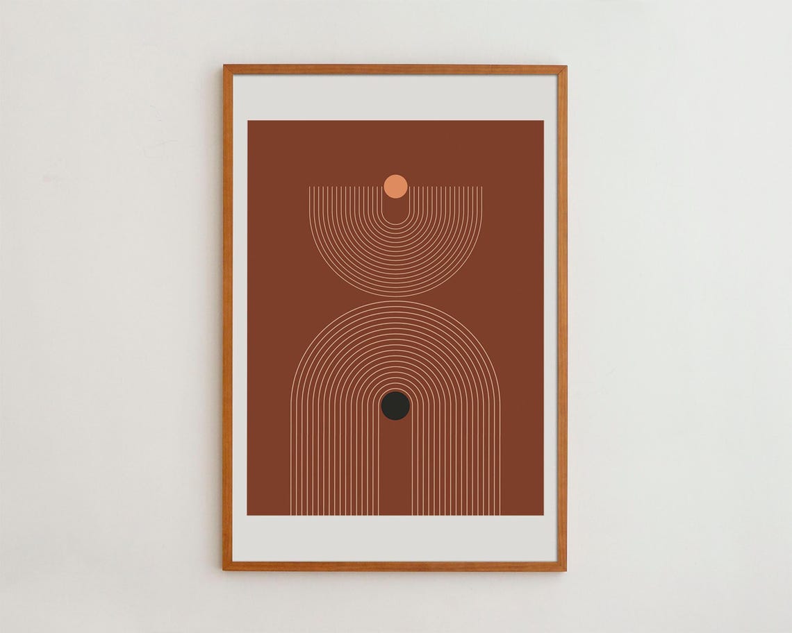 Terracotta Abstract Line Art Arch Curves Earthy Minimal Decor Poster