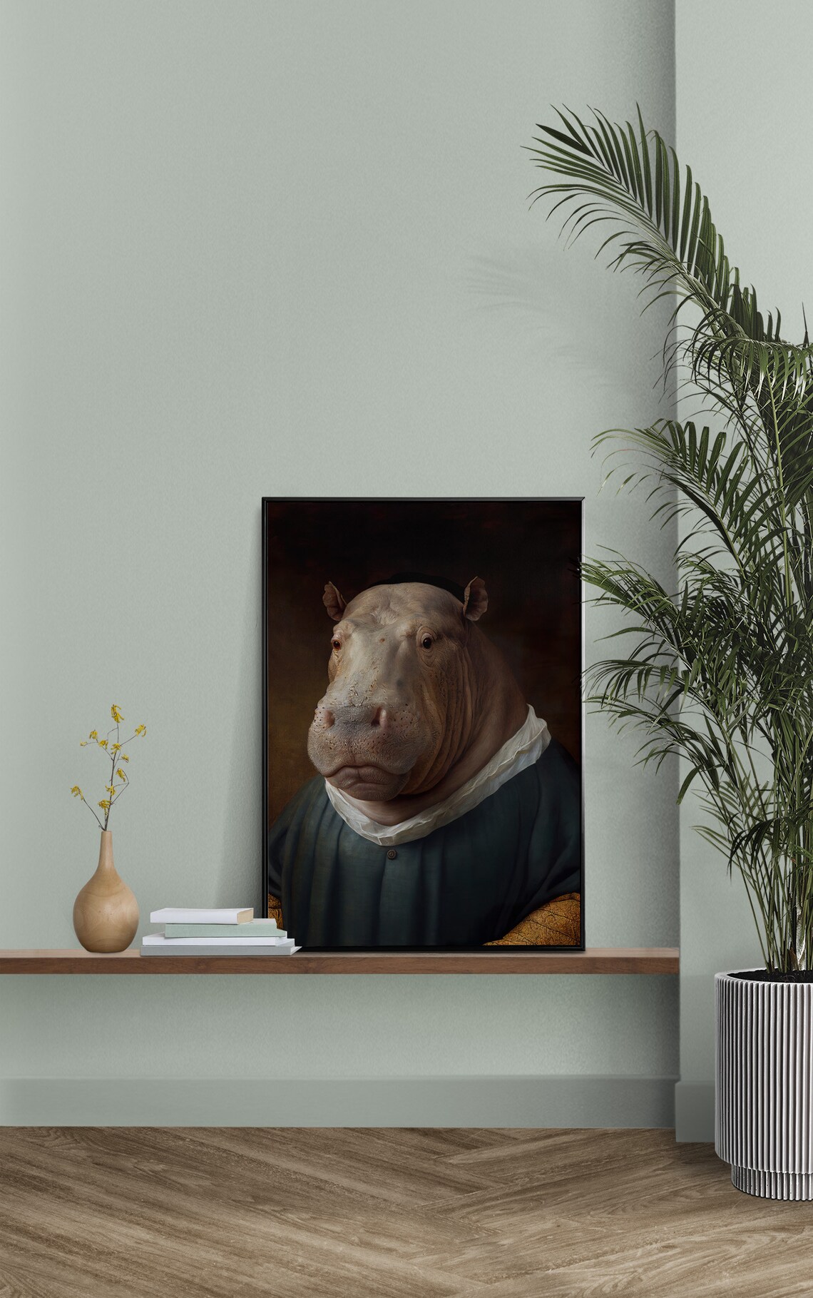 Noble Hippopotamus Baroque Style Art Print - Image 2