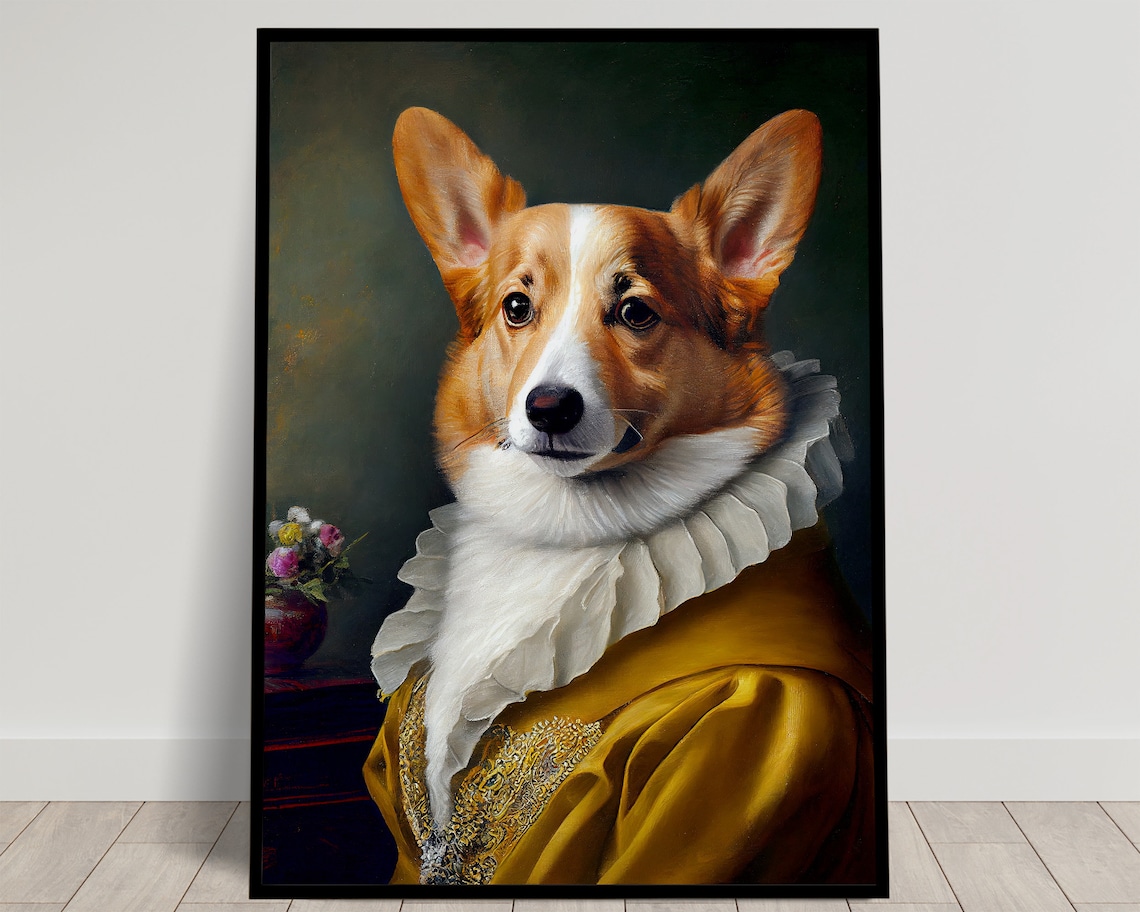 Baroque Style Corgi Portrait Art Print - Image 4
