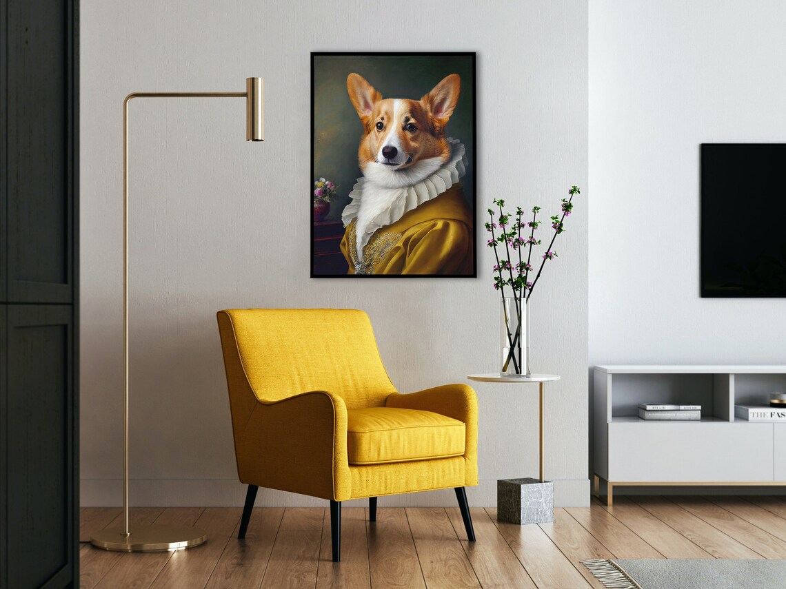 Baroque Style Corgi Portrait Art Print - Image 3