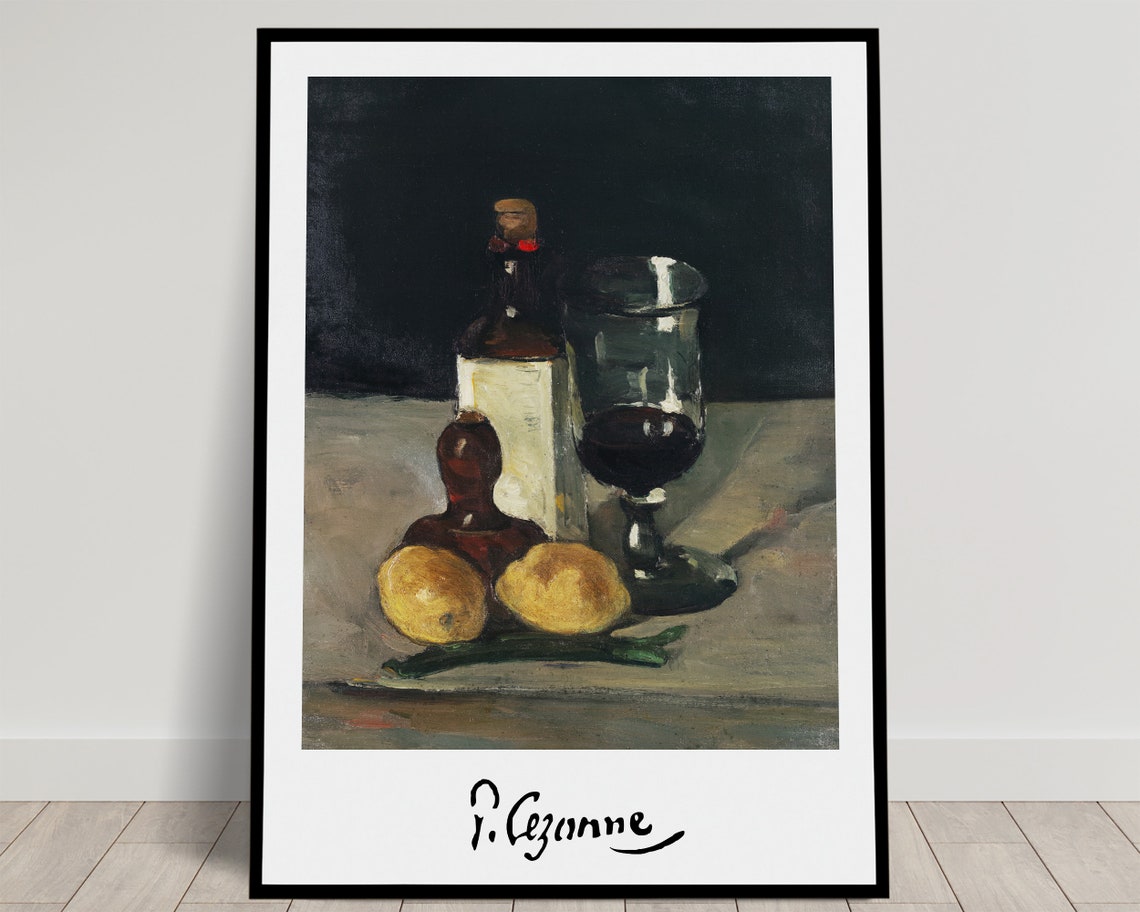 Paul Cezanne Still Life With Bottles Glass And Lemons Poster
