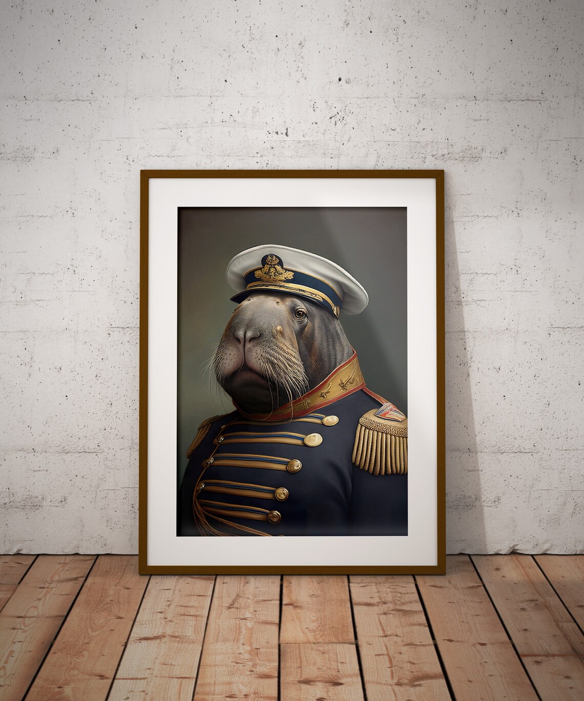 Walrus In Naval Officer Uniform Funny Sea Captain Portrait Poster - Image 3