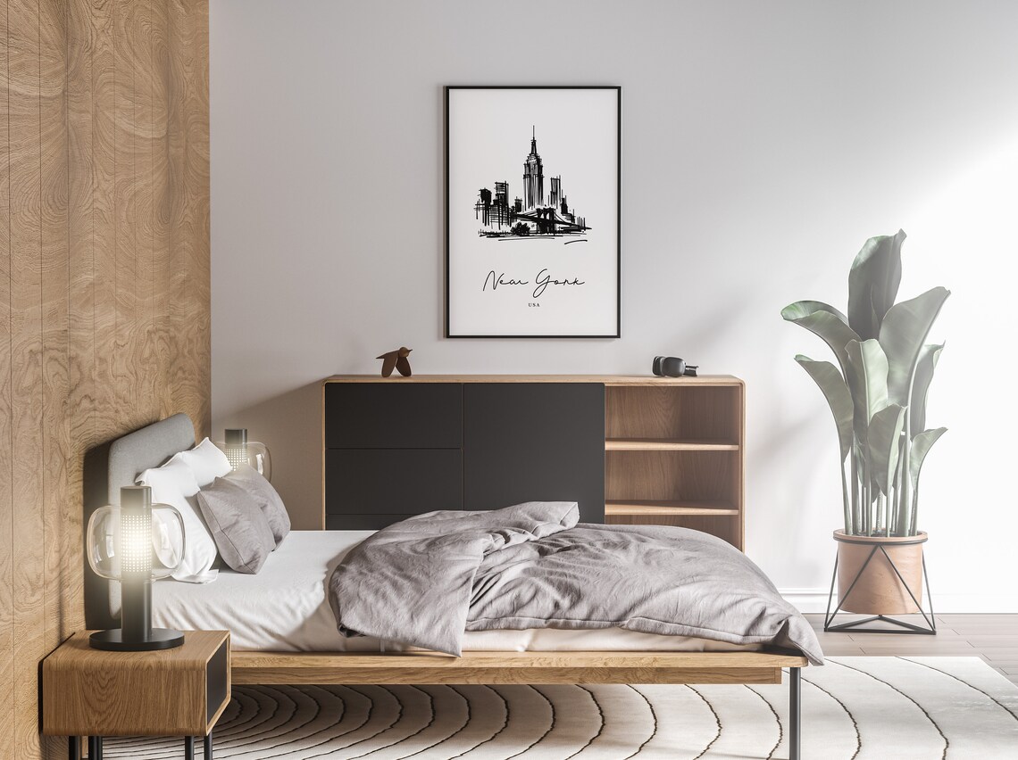 New York City Skyline Line Art Sketch Minimalist Modern City Poster - Image 3